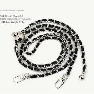 Black and Silver Chain Strap. Crossbody bag or wallet chain 47.24 inches long